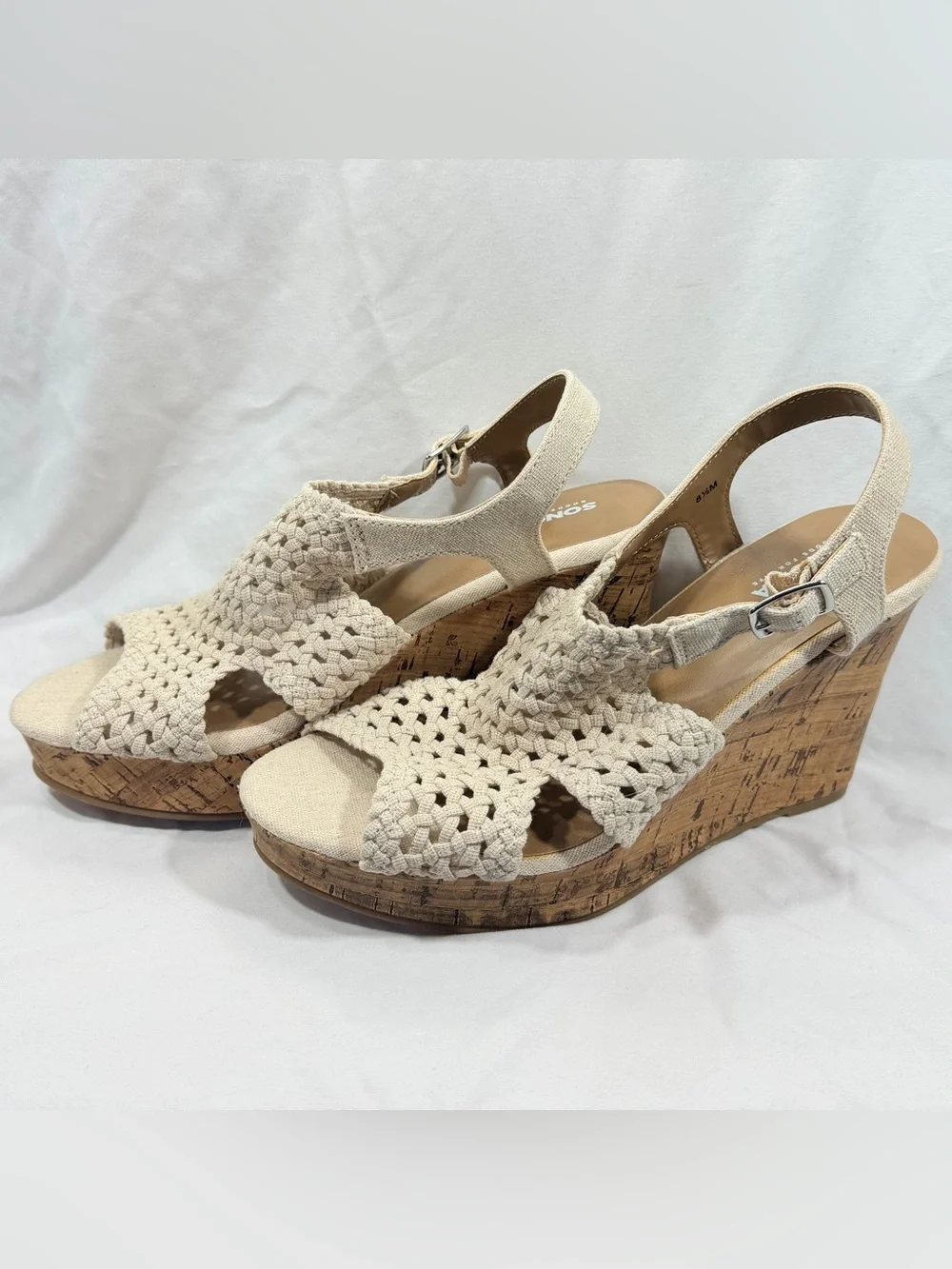 Kohl's Woven Cream Platform Wedge Sandals